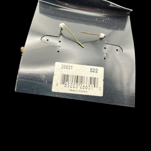 VTG Cookie Lee Earrings Gold Tone Dangle Chandelier Amber Color Crystal Bead NEW - Picture 7 of 7